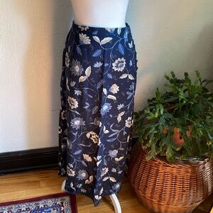 Talbots Floral Midi Skirt - Navy and White